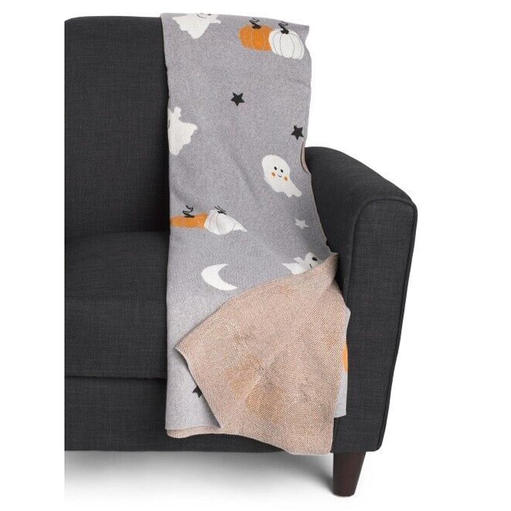 Ghost Party HANDCRAFTED IN INDIA Oversized Ghost And Pumpkin Throw